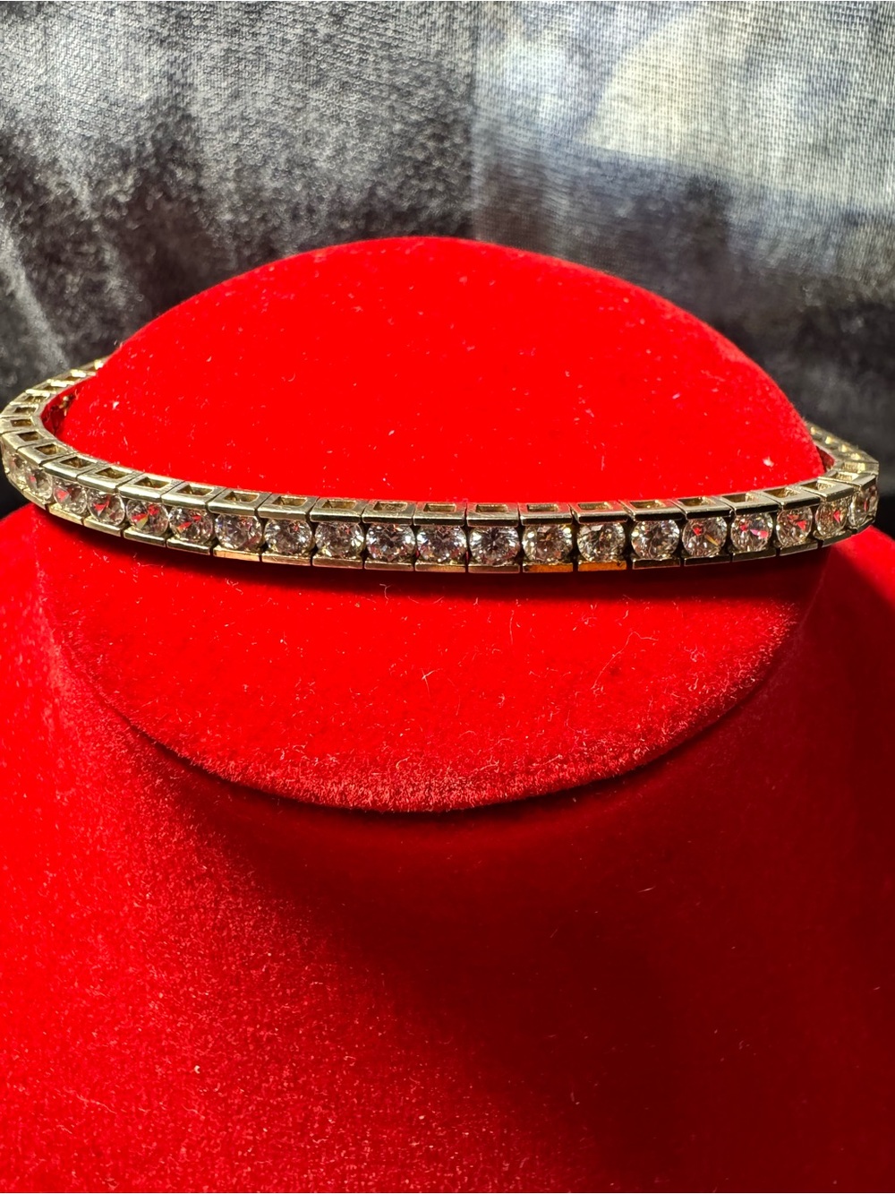 Vintage QVC Diamonique 925 Sterling Silver Gold Plated Tennis Bracelet 7.75" 12.